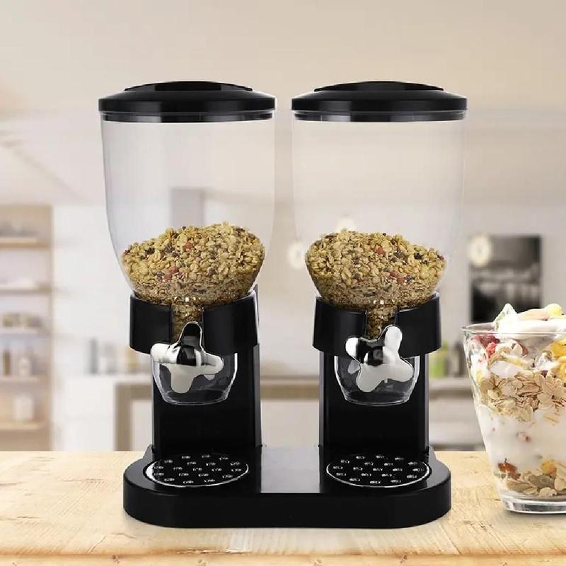 Dispenser cereais duplo porta mantimentos acrilico mesa bancada